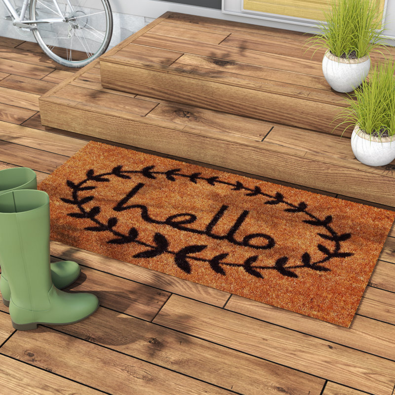 Laurel Foundry Modern Farmhouse Sulema Hello NonSlip Outdoor Door Mat & Reviews Wayfair